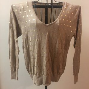 Lauren Conrad Sweater Gold Dots Size XL